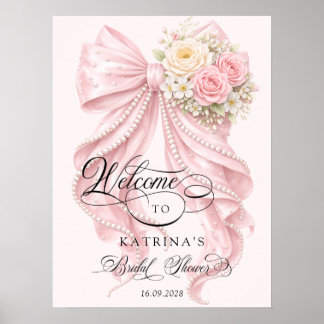 Poster Pink Bow Bridal Shower Welcome