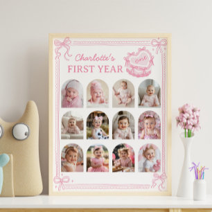 Poster Pink Bow Cake Première année Photo Jalon