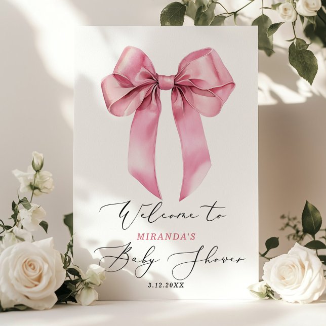 Poster Pink Bow C'est une fille Baby shower Bienvenue (Créateur téléchargé)