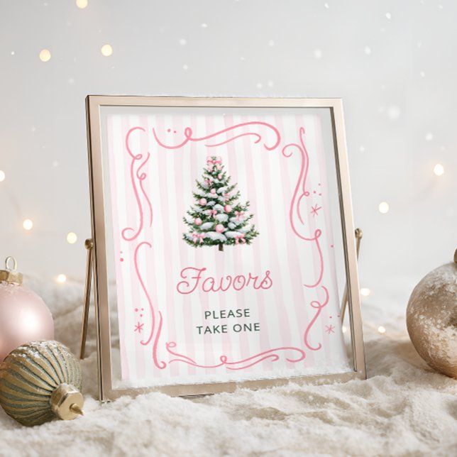 Poster Pink Bow Christmas Tree Baby Shower Favors (Créateur téléchargé)