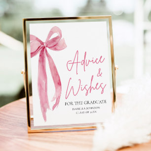 Poster Pink Bow Grad Party Graduation Conseils et souhait