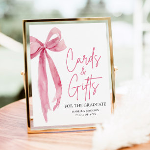 Poster Pink Bow Graduate Party Cartes et cadeaux