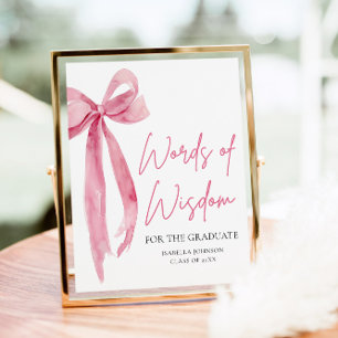 Poster Pink Bow Graduation Party Conseils Paroles de sage