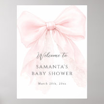 Pink Bow Modern Baby Shower Girl