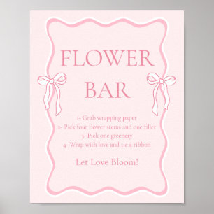 Poster Pink Bow Tying Fête des mariées barre de fleurs de