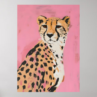 Poster Pink Cheetah Art Print – Modern Safari Wall Art fo