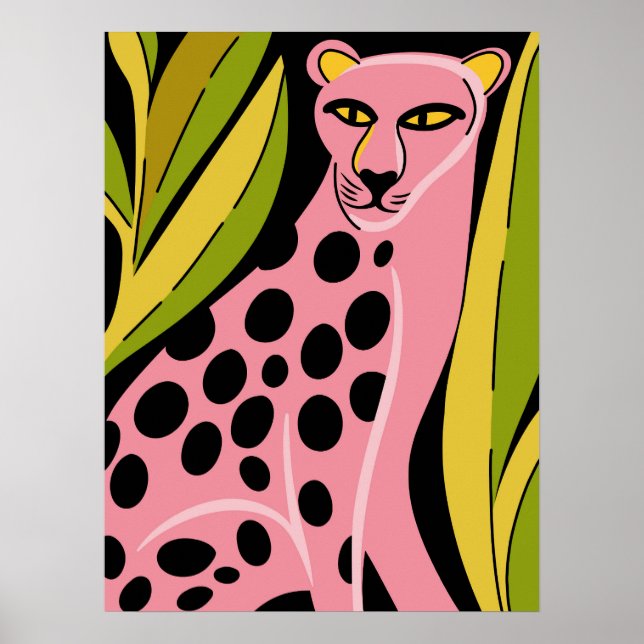 Poster Pink Cheetah Pop Art Bold Jungle Cat Print (Devant)