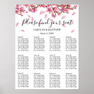 Poster Pink Cherry Blossoms Seating Chart
