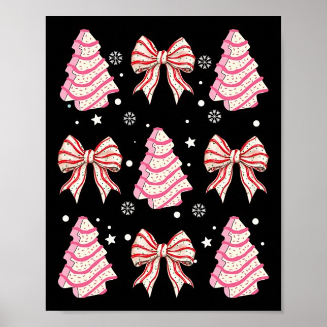 Poster Pink Christmas Tree Cake tendance Coquette Bow Chr (Devant)
