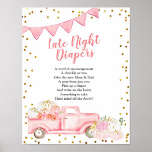 Poster Pink Citrouille Camion Late Night Diaper Panneau