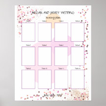 Pink Confetti Circles Blank 12Table Seating Plan