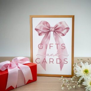 Poster Pink Coquette Bow Baby shower Cadeaux et Cartes Si