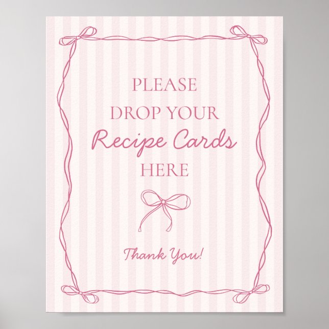 Poster Pink Coquette Bow Pastel Partager une recette Mari (Devant)