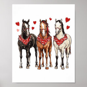 Poster Pink Cowgirl Western Valentine Horse Amour Pour Le