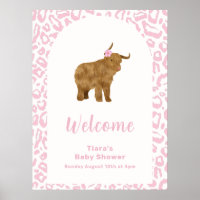 Pink Cute Boho Holy Cow Girl Baby shower Bienvenue