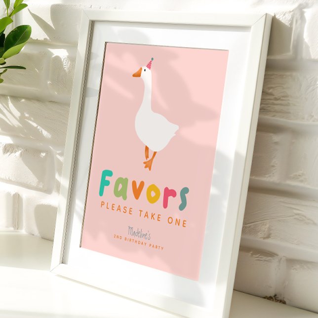 Poster Pink Cute Two Silly Goose 2nd Birthday Favors (Créateur téléchargé)