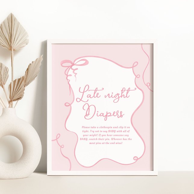 Poster Pink dainty bow ondulée main dessinée Ne pas dire  (Créateur téléchargé)