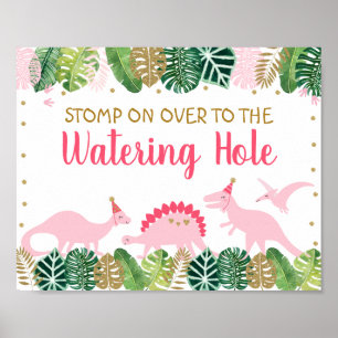 Poster Pink Dinosaur Waters Trou d'arrosage Panneau de la