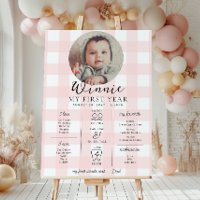 Pink En vichy Premier anniversaire jalon Calendrie