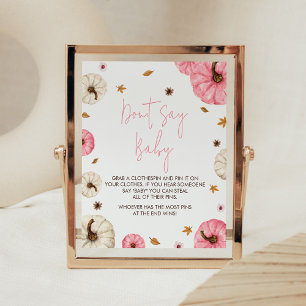 Poster Pink Fall Little Citrouille Ne dites pas Baby