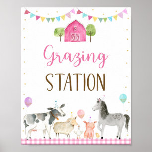 Poster Pink Farm Grating Station Signal d'anniversaire
