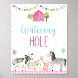 Poster Pink Farm Waters Hole Signal d'anniversaire
