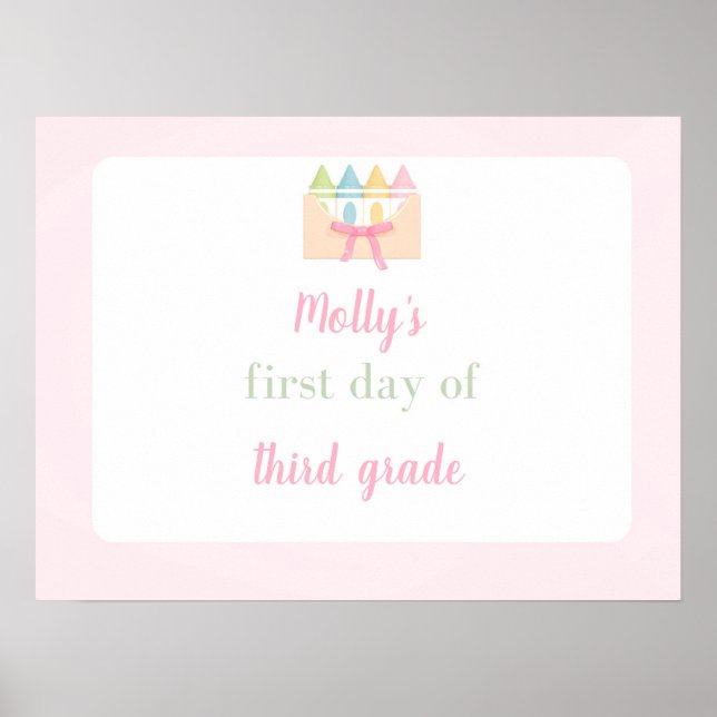 Poster pink first day of school sign (Devant)