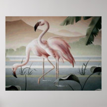 Pink Flamant rose Mountain Pond