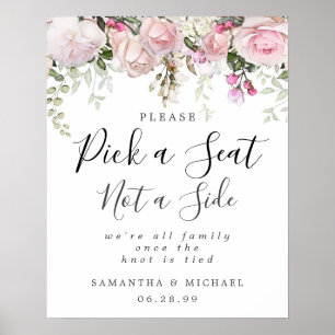 Poster Pink Floral Choisir Un Siège Pas Un Panneau Mariag