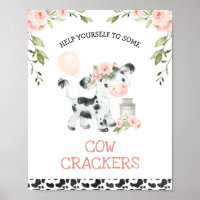 Pink Floral Vache et vache Imprimer Anniversaire