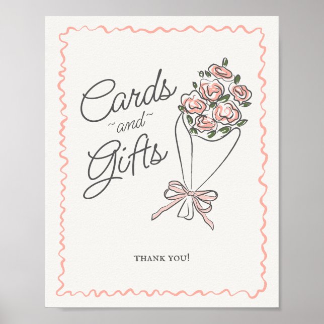 Poster Pink Flower Market Fleur Fraîche Cartes et cadeaux (Devant)