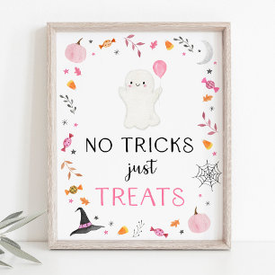Poster Pink Ghost Halloween Pas de Trucs Juste Traite Sig