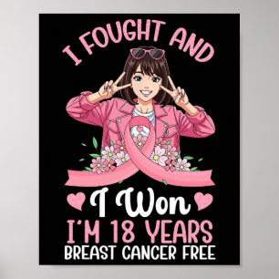 Poster Pink Girl I Fought Et I Won I'm 18 Years Breast C