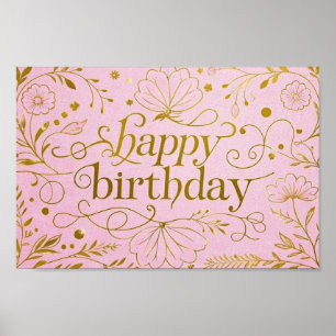 Poster Pink Gold anniversaire luxueux élégant extravagant