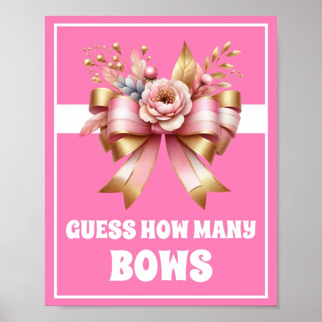 Poster Pink Gold Bow Devine Combien de Jeu d'anniversaire (Devant)
