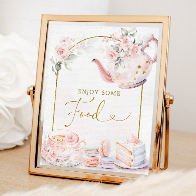 Poster Pink Gold Floral Fête des mariées Tea Party (Créateur téléchargé)