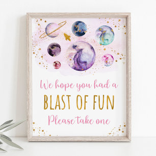 Poster Pink Gold Galaxy Espace Anniversaire Favoriser Sig