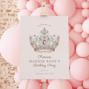 Poster Pink Gold Princess Crown Fairytale Signal d'annive