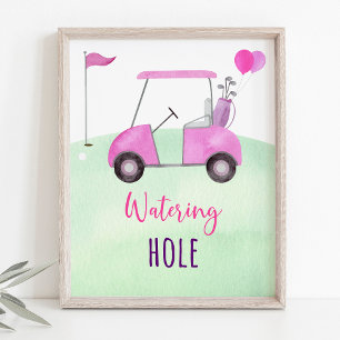 Poster Pink Golf Waters Hole Signal d'anniversaire