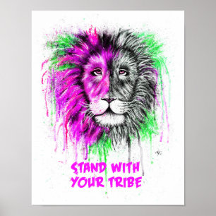Poster Pink & Green avec l'affiche texte - Lion Imprimer!