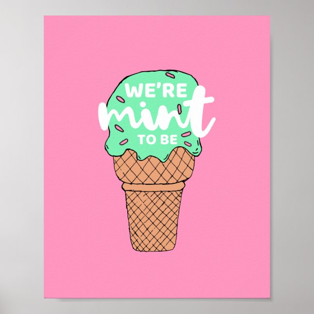 Poster Pink Green Valentine croque la menthe pour être cr (Devant)