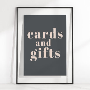 Poster Pink Grey Boho Typographie Baby shower Cartes Cade