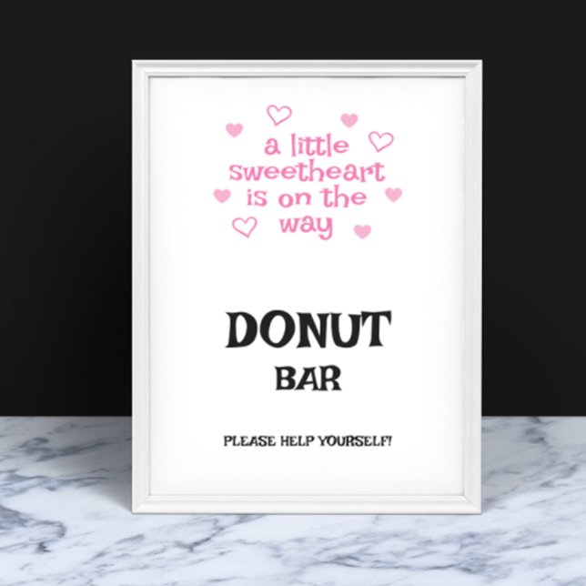 Poster Pink hearts Donut Bar Shower Sign (Créateur téléchargé)