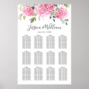 Poster Pink Hydrangea Floral 12 Tables CADRE