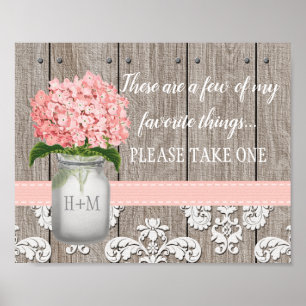 Poster Pink Hydrangea Mason Jar S'Il Vous Plaît Prendre U