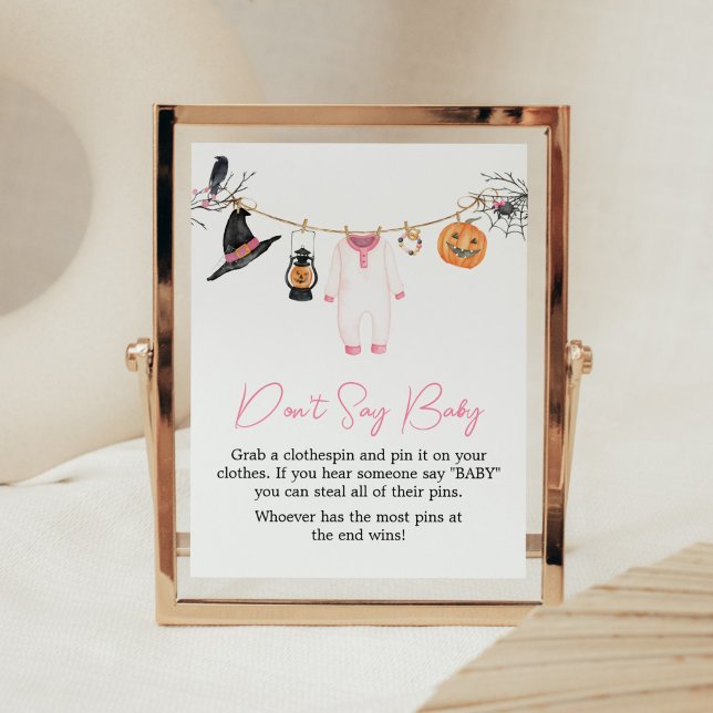Poster Pink Little Boo Halloween Ne pas dire bébé (Halloween Baby Clothes Baby Shower Don't Say Baby Sign)