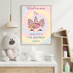 Poster Pink Magic unicorn tie teinture d'anniversaire sig
