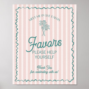 Poster Pink Palm Springs Pastel Beach Faveurs