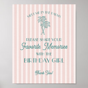 Poster Pink Palm Springs Souvenirs favoris avec anniversa