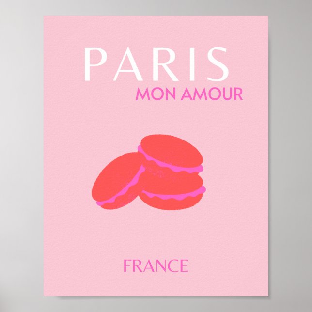 Poster Pink Paris Travel Art Preppy Macarons (Devant)